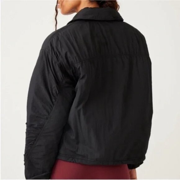 SOLD Free People Movement Off The Bleachers Coaches Jacket Black NWT Size Small - Picture 5 of 14